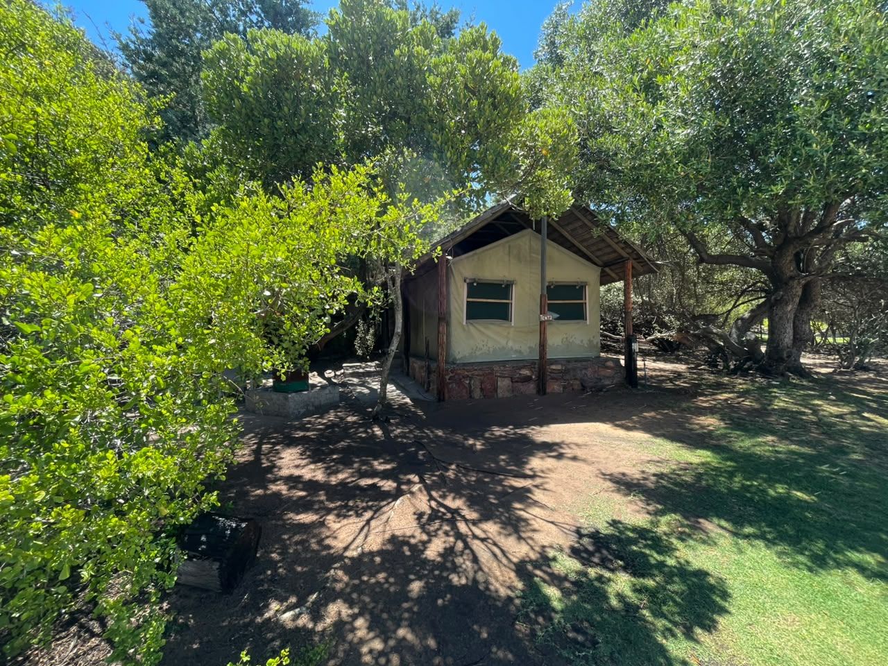 Safari glamping tent exterior at Donkieskraal